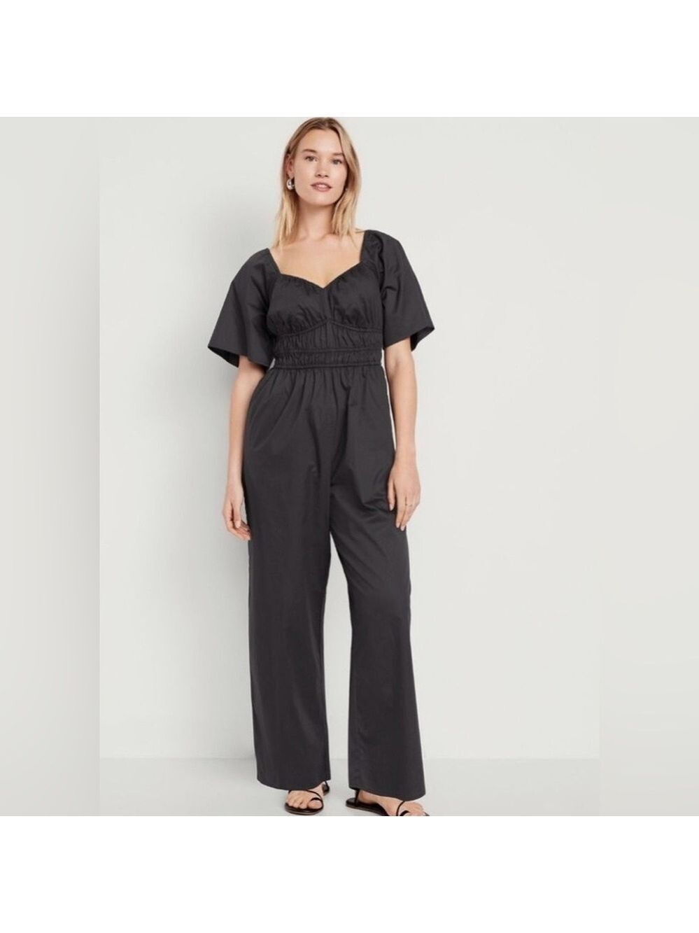 Old Navy Smocked Waist Wide-Leg Jumpsuit NWT Large Career Office Workwear